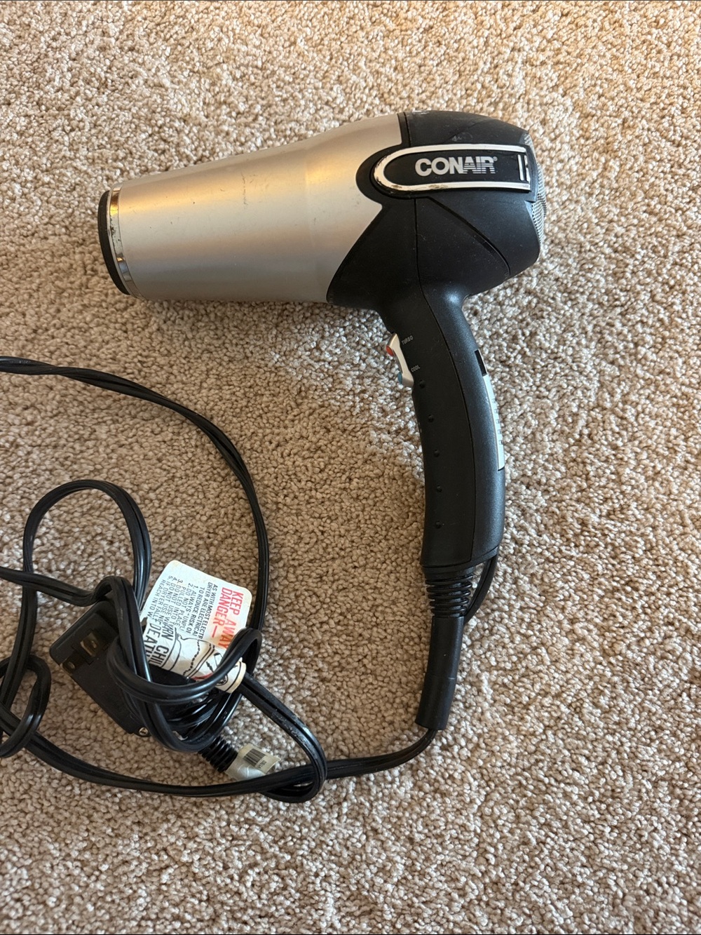 Conair Compact Silver and Black Travel Hair Dryer